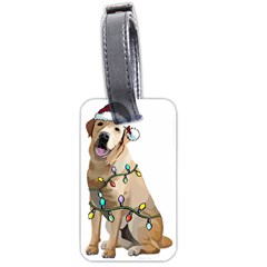 White Labrador Dog T- Shirt White Labrador Dog Santa Christmas Tree Lights Xmas T- Shirt Luggage Tag (one Side) by ZUXUMI