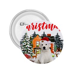 White Labrador Santa Merry T- Shirt Red Winter Christmas Hat House White Labrador  Santa Merry T- Sh 2.25  Buttons