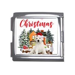 White Labrador Santa Merry T- Shirt Red Winter Christmas Hat House White Labrador  Santa Merry T- Sh Mega Link Italian Charm (18mm)