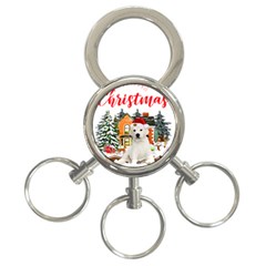 White Labrador Santa Merry T- Shirt Red Winter Christmas Hat House White Labrador  Santa Merry T- Sh 3-Ring Key Chain