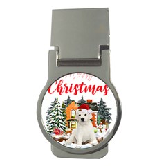 White Labrador Santa Merry T- Shirt Red Winter Christmas Hat House White Labrador  Santa Merry T- Sh Money Clips (Round) 