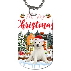 White Labrador Santa Merry T- Shirt Red Winter Christmas Hat House White Labrador  Santa Merry T- Sh Dog Tag (One Side)