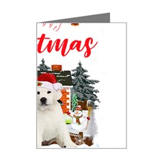 White Labrador Santa Merry T- Shirt Red Winter Christmas Hat House White Labrador  Santa Merry T- Sh Mini Greeting Card