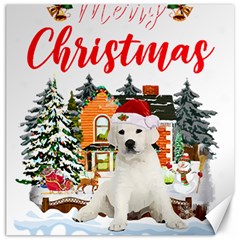 White Labrador Santa Merry T- Shirt Red Winter Christmas Hat House White Labrador  Santa Merry T- Sh Canvas 20  x 20 