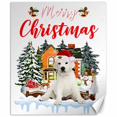 White Labrador Santa Merry T- Shirt Red Winter Christmas Hat House White Labrador  Santa Merry T- Sh Canvas 20  x 24 