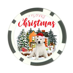 White Labrador Santa Merry T- Shirt Red Winter Christmas Hat House White Labrador  Santa Merry T- Sh Poker Chip Card Guard