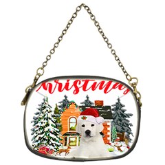 White Labrador Santa Merry T- Shirt Red Winter Christmas Hat House White Labrador  Santa Merry T- Sh Chain Purse (two Sides) by ZUXUMI