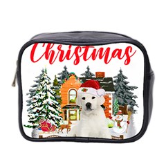 White Labrador Santa Merry T- Shirt Red Winter Christmas Hat House White Labrador  Santa Merry T- Sh Mini Toiletries Bag (Two Sides)