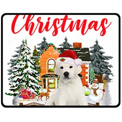 White Labrador Santa Merry T- Shirt Red Winter Christmas Hat House White Labrador  Santa Merry T- Sh Fleece Blanket (Medium)