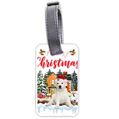 White Labrador Santa Merry T- Shirt Red Winter Christmas Hat House White Labrador  Santa Merry T- Sh Luggage Tag (one side)