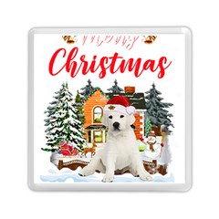 White Labrador Santa Merry T- Shirt Red Winter Christmas Hat House White Labrador  Santa Merry T- Sh Memory Card Reader (Square)