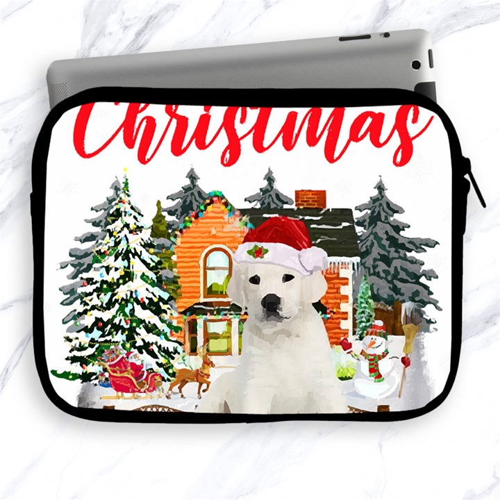 White Labrador Santa Merry T- Shirt Red Winter Christmas Hat House White Labrador  Santa Merry T- Sh Apple iPad 2/3/4 Zipper Cases