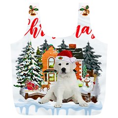 White Labrador Santa Merry T- Shirt Red Winter Christmas Hat House White Labrador  Santa Merry T- Sh Full Print Recycle Bag (xl) by ZUXUMI