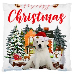 White Labrador Santa Merry T- Shirt Red Winter Christmas Hat House White Labrador  Santa Merry T- Sh Standard Premium Plush Fleece Cushion Case (One Side)