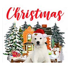 White Labrador Santa Merry T- Shirt Red Winter Christmas Hat House White Labrador  Santa Merry T- Sh Two Sides Premium Plush Fleece Blanket (Small)