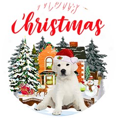 White Labrador Santa Merry T- Shirt Red Winter Christmas Hat House White Labrador  Santa Merry T- Sh Wooden Bottle Opener (Round)