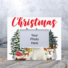 White Labrador Santa Merry T- Shirt Red Winter Christmas Hat House White Labrador  Santa Merry T- Sh White Tabletop Photo Frame 4 x6  by ZUXUMI