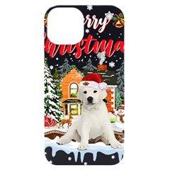 White Labrador Santa Merry T- Shirt Red Winter Christmas Hat House White Labrador  Santa Merry T- Sh iPhone 14 Black UV Print Case