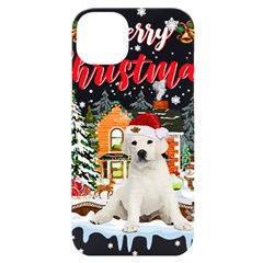 White Labrador Santa Merry T- Shirt Red Winter Christmas Hat House White Labrador  Santa Merry T- Sh iPhone 14 Plus Black UV Print Case