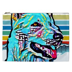 White Shepherd Turquoise Artsy T- Shirt White Shepherd (turquoise Artsy) T- Shirt Cosmetic Bag (xxl) by ZUXUMI