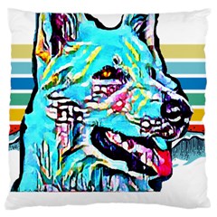 White Shepherd Turquoise Artsy T- Shirt White Shepherd (turquoise Artsy) T- Shirt Standard Premium Plush Fleece Cushion Case (one Side) by ZUXUMI