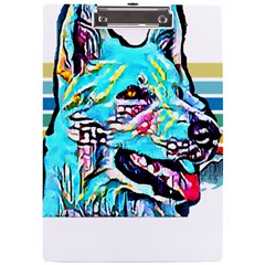 White Shepherd Turquoise Artsy T- Shirt White Shepherd (turquoise Artsy) T- Shirt A4 Acrylic Clipboard by ZUXUMI