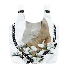 White Wolf T- Shirtwhite Wolf Howling T- Shirt Full Print Recycle Bag (l) by ZUXUMI