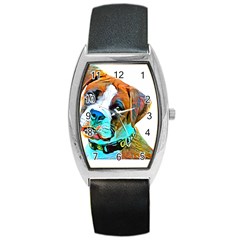 Boxer Dog Art T- Shirt Boxer Dog Art T- Shirt Barrel Style Metal Watch by JamesGoode