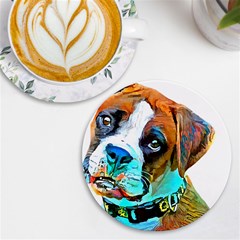 Boxer Dog Art T- Shirt Boxer Dog Art T- Shirt Uv Print Round Tile Coaster by JamesGoode