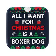 Boxer Dog T- Shirt Cute Boxer Dog T- Shirt Square Metal Box (Black)