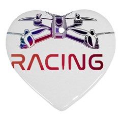 Drone Racing Gift T- Shirt Distressed F P V Drone Racing Drone Racer Pilot Pattern T- Shirt (2) Heart Ornament (two Sides) by ZUXUMI