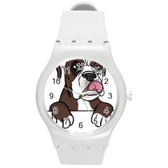 Boxer Dog T- Shirt Tri Colored Boxer T- Shirt Round Plastic Sport Watch (m) by JamesGoode