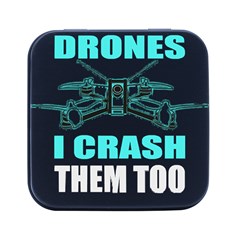 Drone Racing Gift T- Shirt Distressed F P V Race Drone Racing Drone Racer Pattern Quote T- Shirt (3) Square Metal Box (black) by ZUXUMI