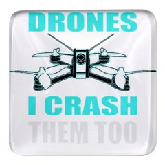 Drone Racing Gift T- Shirt Distressed F P V Race Drone Racing Drone Racer Pattern Quote T- Shirt (3) Square Glass Fridge Magnet (4 Pack)