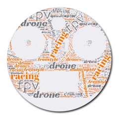 Drone Racing Word Cloud T- Shirt F P V Freestyle Drone Racing Word Cloud T- Shirt (3) Round Mousepad by ZUXUMI