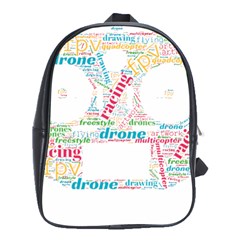 Drone Racing Word Cloud T- Shirt F P V Freestyle Drone Racing Word Cloud T- Shirt (5) School Bag (xl) by ZUXUMI