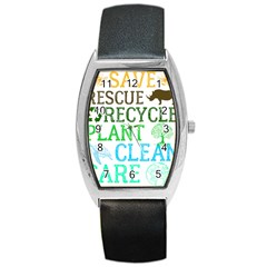 Earth Day Everyday T- Shirt Save Bees Rescue Animals Recycle Plastic Earth Day T- Shirt Barrel Style Metal Watch by ZUXUMI