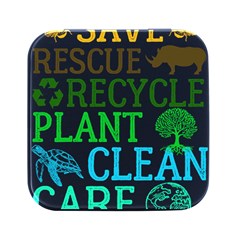 Earth Day Everyday T- Shirt Save Bees Rescue Animals Recycle Plastic Earth Day T- Shirt Square Metal Box (black) by ZUXUMI
