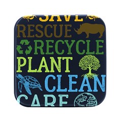 Earth Day T- Shirt Save Bees Rescue Animals Recycle Plastic Earth Day T- Shirt Square Metal Box (black)