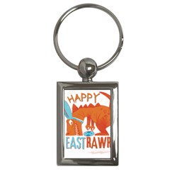 Easter Dinosaur T- Shirt Happy East Rawr T- Rex Dinosaur Easter Bunny T- Shirt Key Chain (rectangle) by ZUXUMI