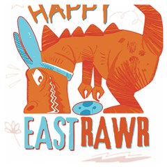 Easter Dinosaur T- Shirt Happy East Rawr T- Rex Dinosaur Easter Bunny T- Shirt Wooden Puzzle Square by ZUXUMI
