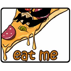 Eat Me T- Shirtscary Pizza Slice Sceaming Eat Me T- Shirt Fleece Blanket (medium)