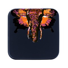 Elephant Art T- Shirtbutterfly Elephant T- Shirt Square Metal Box (black) by ZUXUMI