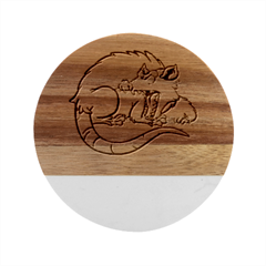 Opossum T-shirtwhite Look Calm Opossum 03 T-shirt (1) Marble Wood Coaster (round)