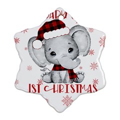 Elephant Art T- Shirtelephant T- Shirt Snowflake Ornament (two Sides) by ZUXUMI