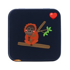 Orangutan T-shirtsteal Your Heart Orangutan 14 T-shirt Square Metal Box (black) by EnriqueJohnson