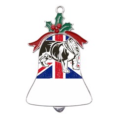 English Bulldog T- Shirt English Bulldog - English Bulldog Union Jack Flag T- Shirt Metal Holly Leaf Bell Ornament by ZUXUMI