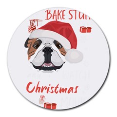 English Bulldog T- Shirt English Bulldog Merry Christmas T- Shirt (1) Round Mousepad by ZUXUMI