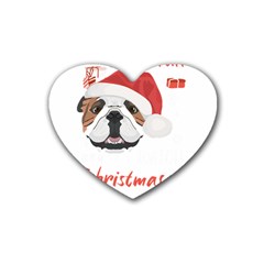 English Bulldog T- Shirt English Bulldog Merry Christmas T- Shirt (1) Rubber Coaster (heart) by ZUXUMI