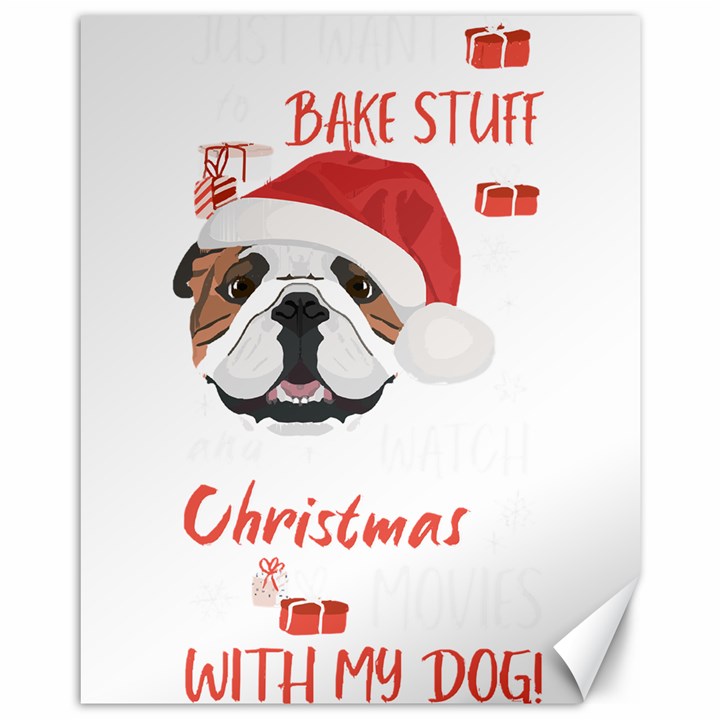 English Bulldog T- Shirt English Bulldog Merry Christmas T- Shirt (1) Canvas 11  x 14 